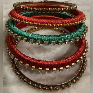 Cord covered bangle bracelet set - set of 5!  New!
